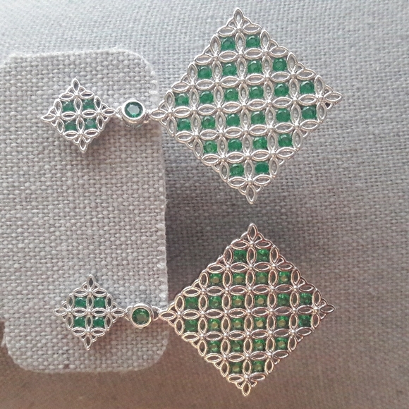 Sterling Silver Plated Dangle Earrings Butterfly Back with Extr… - Picture 1 of 8